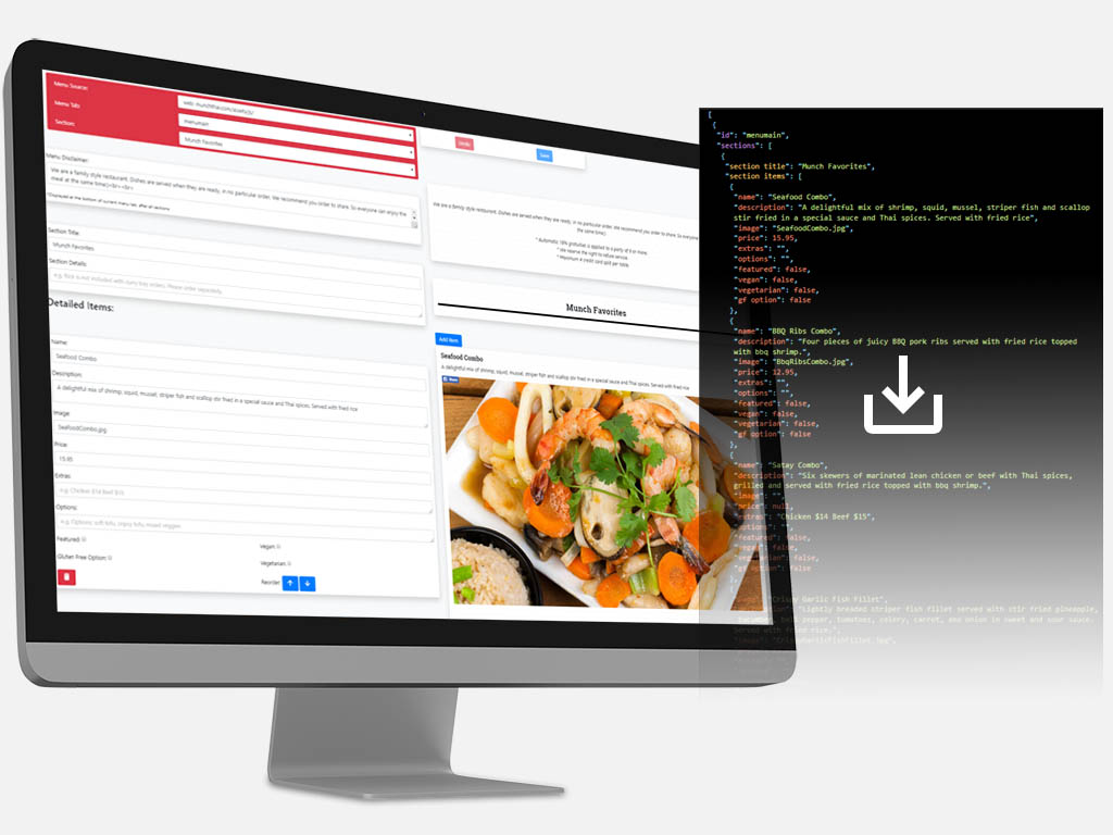 Munch Thai desktop website and mobile website mockup