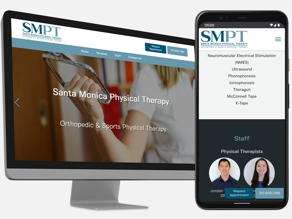 Santa Monica Physical Therapy desktop website and mobile website screenshots