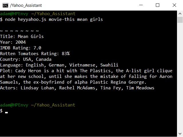 Yahoo Assistant command line application